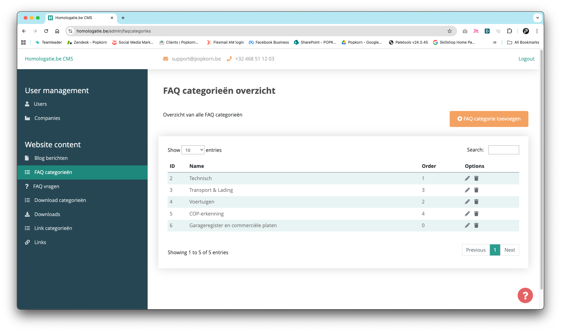 Bedrijven en user management